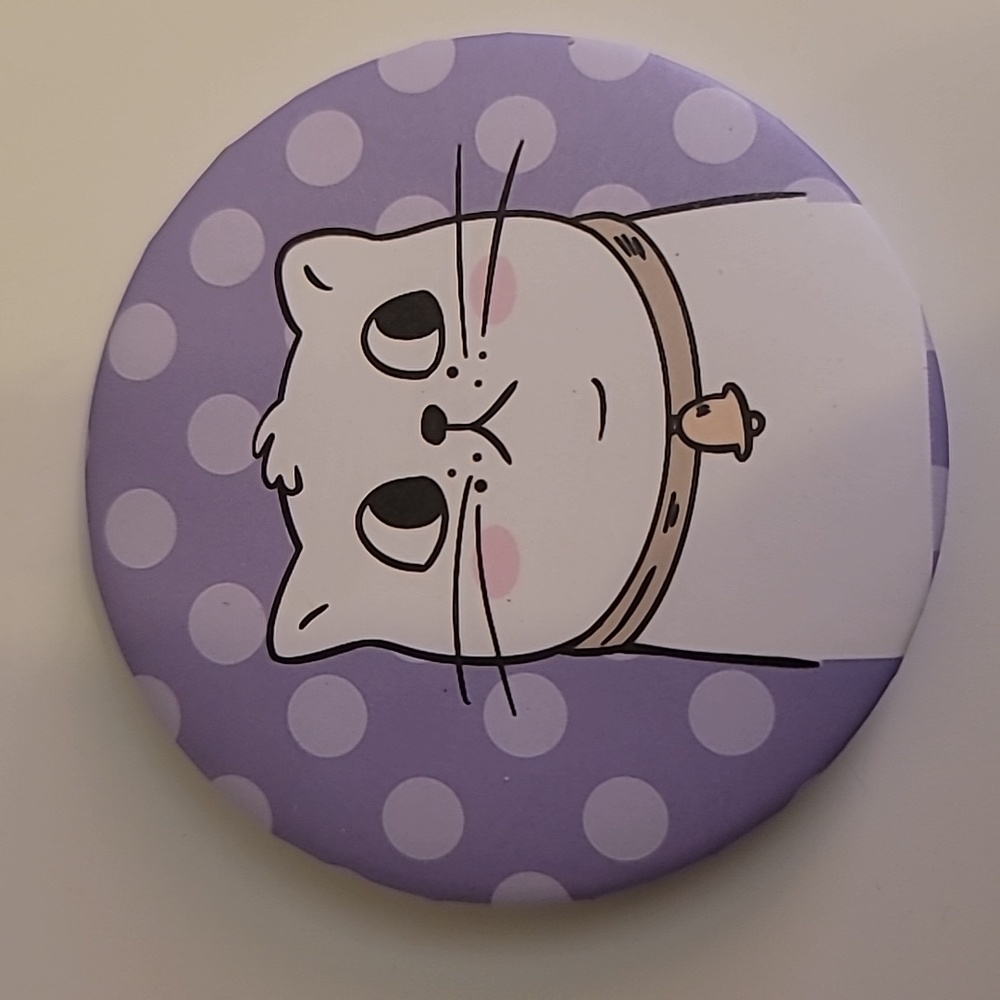 Concerned Cat Round Compact Handheld Portable Mirror